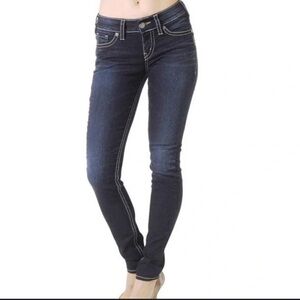 Silver Dark Blue Women's Jeans silver Aiko